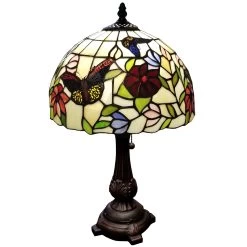 Tiffany Style Table Lamp 19" Tall Stained Glass White Flower Butterfly Nightstand Bedroom Handmade AM061TL12B Amora Lighting -Bedroom Furniture Shop Tiffany Style Table Lamp 1922 Tall Stained Glass White Flower Butterfly Nightstand Bedroom Handmade AM061TL12B Amora Lighting 4