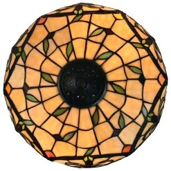 Tiffany Style Table Lamp 23" Tall Stained Glass Tan Orange Floral Flower Decor Bedroom Handmade Gift Amora Lighting