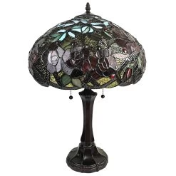 Tiffany Style Table Lamp 24" Tall Stained Glass Floral Roses Decor Nightstand Bedroom Office Handmade Amora Lighting -Bedroom Furniture Shop Tiffany Style Table Lamp 2422 Tall Stained Glass Floral Roses Decor Nightstand Bedroom Office Handmade AM1535TL16B Amora Lighting 2