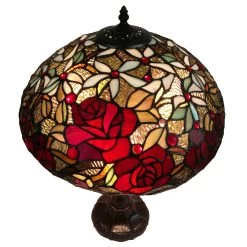 Tiffany Style Table Lamp 24" Tall Stained Glass Floral Roses Decor Nightstand Bedroom Office Handmade Amora Lighting -Bedroom Furniture Shop Tiffany Style Table Lamp 2422 Tall Stained Glass Floral Roses Decor Nightstand Bedroom Office Handmade AM1535TL16B Amora Lighting 3