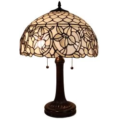 Tiffany Style Table Lamp 24" Tall Stained Glass White Decor Nightstand Bedroom Handmade Gift AM273TL16B Amora Lighting
