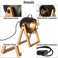 Vintage Retro Adjustable Table Lamp-Modern Farmhouse Cage Cinema Minimalist Desk Light For Living Room Bedroom -Bedroom Furniture Shop Vintage Retro Adjustable Table Lamp Modern Farmhouse Cage Cinema Minimalist Desk Light for Living Room Bedroom 5