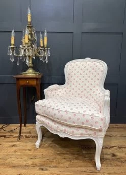 A French Vintage Louis XV Upholstered Bedroom Armchair