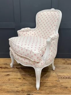 A French Vintage Louis XV Upholstered Bedroom Armchair -Bedroom Furniture Shop a french vintage louis xv upholstered bedroom armchair sku76513064 0 3