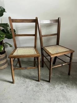 Unknown A Pair Of Compact Bedroom Chairs With Bergere Seats. C.1900 Possibly Elm