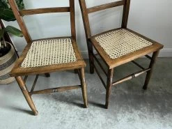 Unknown A Pair Of Compact Bedroom Chairs With Bergere Seats. C.1900 Possibly Elm -Bedroom Furniture Shop a pair of compact bedroom chairs with bergere seats c 1900 possibly elm sku44614887 0 4