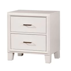Simple Casual 1pc Nightstand White Color Solid Wood Bedroom Furniture Transitional Look Nightstand Nickel Bar Pull White