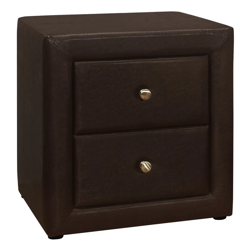 Monarch Specialties I 5601 Bedroom Accent, Nightstand, End, Side, Lamp, Storage Drawer, Bedroom, Upholstered, Pu Leather Look, Brown, Transitional 3 Monarch Specialties I 5601 Bedroom Accent, Nightstand, End, Side, Lamp, Storage Drawer, Bedroom, Upholstered, Pu Leather Look, Brown, Transitional