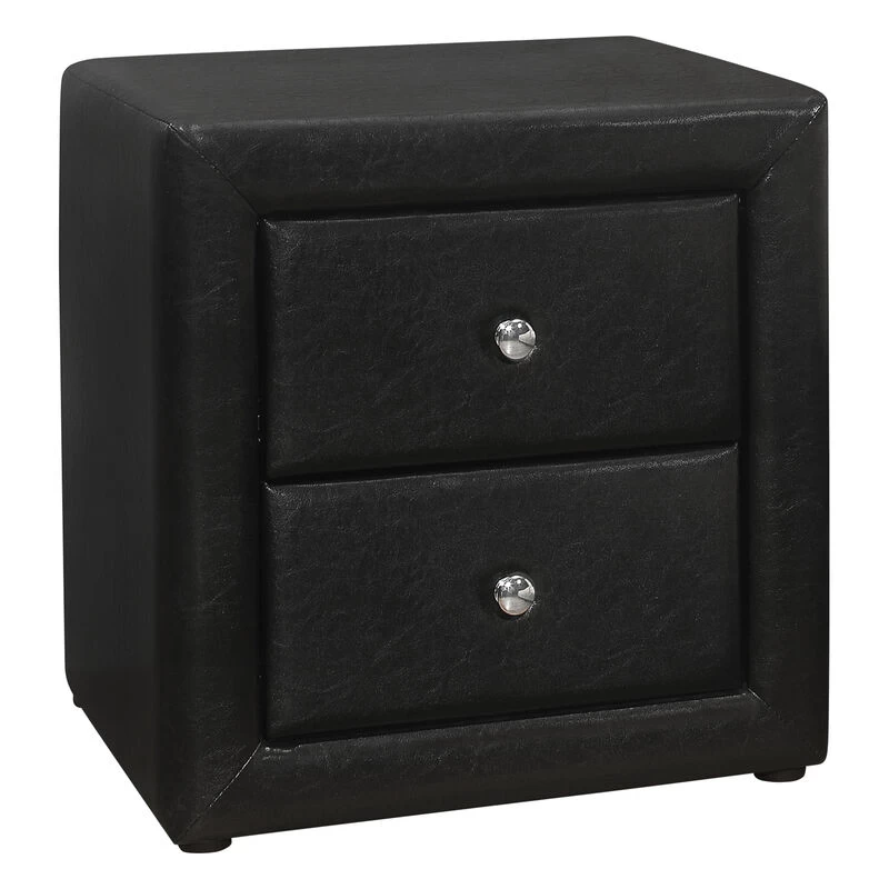 Monarch Specialties I 5603 Bedroom Accent, Nightstand, End, Side, Lamp, Storage Drawer, Bedroom, Upholstered, Pu Leather Look, Black, Transitional 3 Monarch Specialties I 5603 Bedroom Accent, Nightstand, End, Side, Lamp, Storage Drawer, Bedroom, Upholstered, Pu Leather Look, Black, Transitional