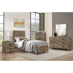Bedroom Wooden Nightstand 1pc Weathered Pine Finish 2x Drawers Transitional Style Furniture Natural -Bedroom Furniture Shop a5fa2db98c6244e594e4b38eee57123e
