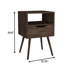 Homezia Modern Dark Walnut Bedroom Nightstand -Bedroom Furniture Shop a9bc29b7767b4d35be11cd92aec38587