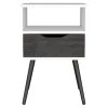Homezia Modern Smokey Oak And White Bedroom Nightstand