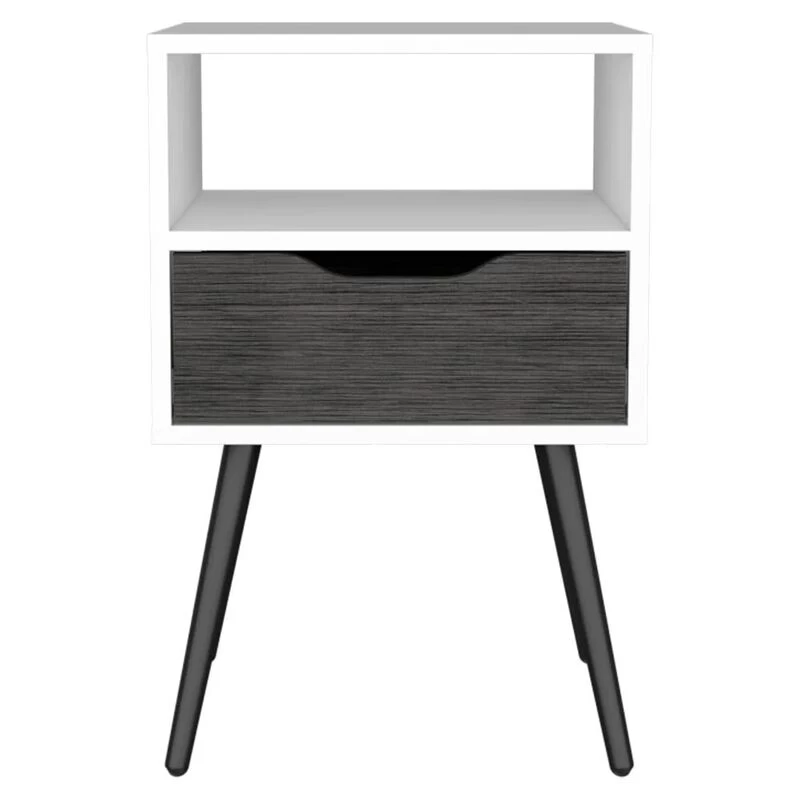 Homezia Modern Smokey Oak And White Bedroom Nightstand 3 Homezia Modern Smokey Oak And White Bedroom Nightstand