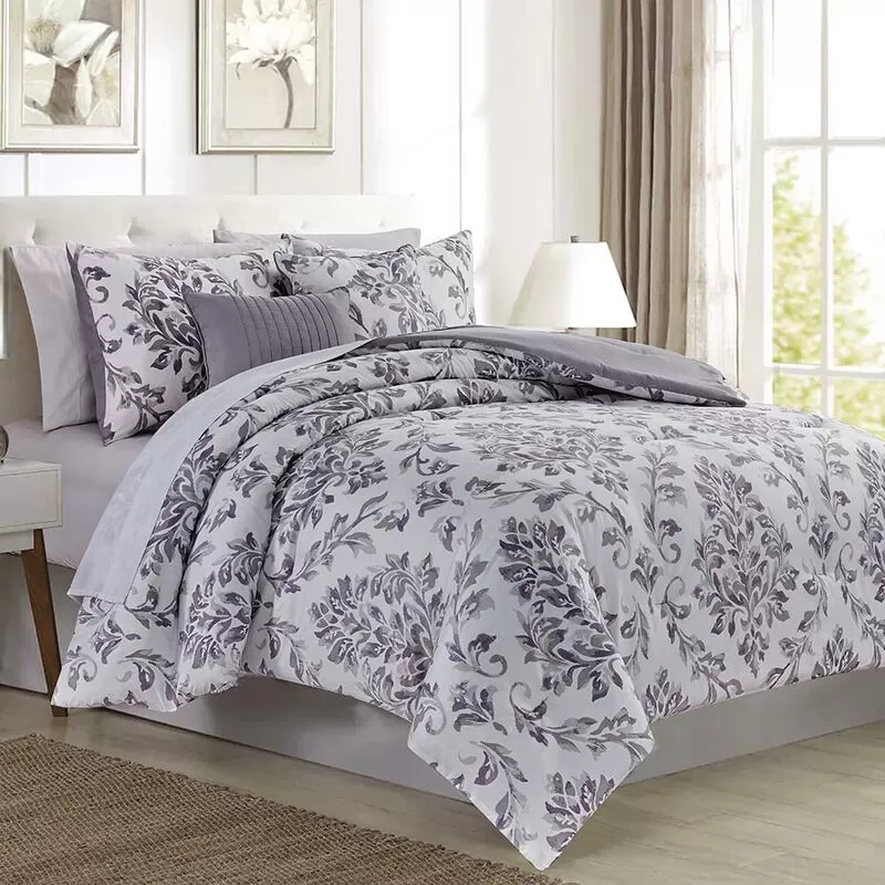 RT Designer's Collection 5 Piece Skylar Damask Printed Complement To Any Bedroom Decor Comforter Set Queen Gray Gray 3 RT Designer's Collection 5 Piece Skylar Damask Printed Complement To Any Bedroom Decor Comforter Set Queen Gray Gray