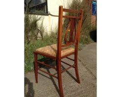 Aesthetic Movement Walnut Lyre Back Bedroom Or Side Chair With Button Seat -Bedroom Furniture Shop aesthetic movement walnut lyre back bedroom or side chair with button seat sku64352425 0 4