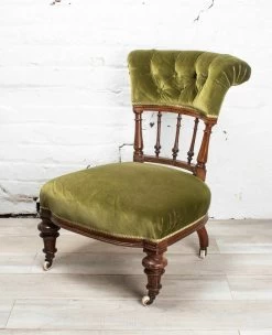 Unknown Antique 19th Century Green Victorian Bedroom Side Chair -Bedroom Furniture Shop antique 19th century green victorian bedroom side chair sku52651473 0 12