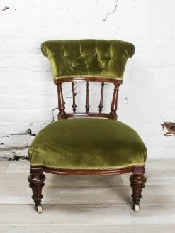 Unknown Antique 19th Century Green Victorian Bedroom Side Chair -Bedroom Furniture Shop antique 19th century green victorian bedroom side chair sku52651473 0 3