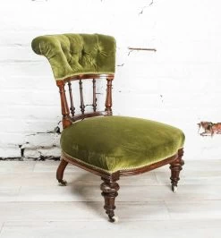 Unknown Antique 19th Century Green Victorian Bedroom Side Chair -Bedroom Furniture Shop antique 19th century green victorian bedroom side chair sku52651473 0 5