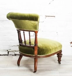 Unknown Antique 19th Century Green Victorian Bedroom Side Chair -Bedroom Furniture Shop antique 19th century green victorian bedroom side chair sku52651473 0 7