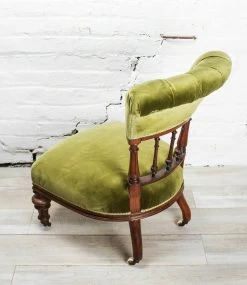 Unknown Antique 19th Century Green Victorian Bedroom Side Chair -Bedroom Furniture Shop antique 19th century green victorian bedroom side chair sku52651473 0 9