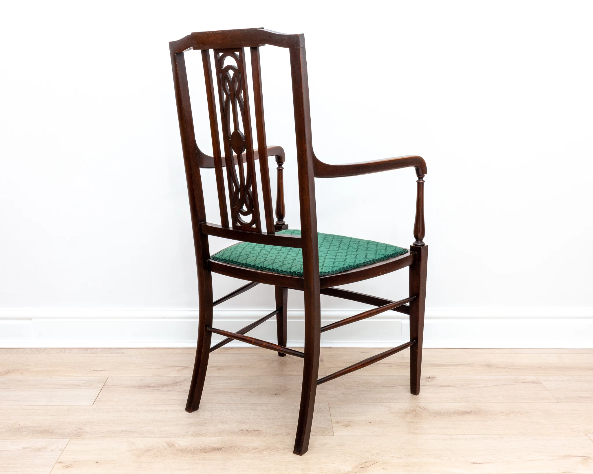 Unknown Art Nouveau Mahogany Inlaid Armchair 1900s Country House Carver Occasional Bedroom Chair 4 Unknown Art Nouveau Mahogany Inlaid Armchair 1900s Country House Carver Occasional Bedroom Chair - Image 2