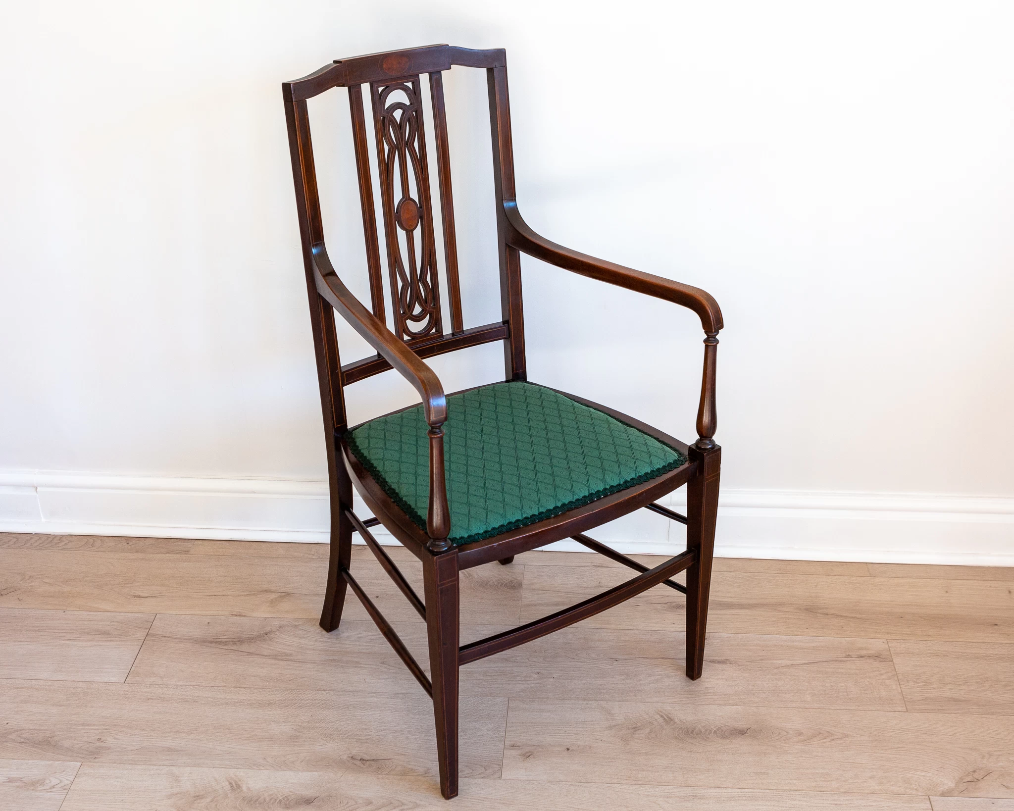 Unknown Art Nouveau Mahogany Inlaid Armchair 1900s Country House Carver Occasional Bedroom Chair 13 Unknown Art Nouveau Mahogany Inlaid Armchair 1900s Country House Carver Occasional Bedroom Chair - Image 11