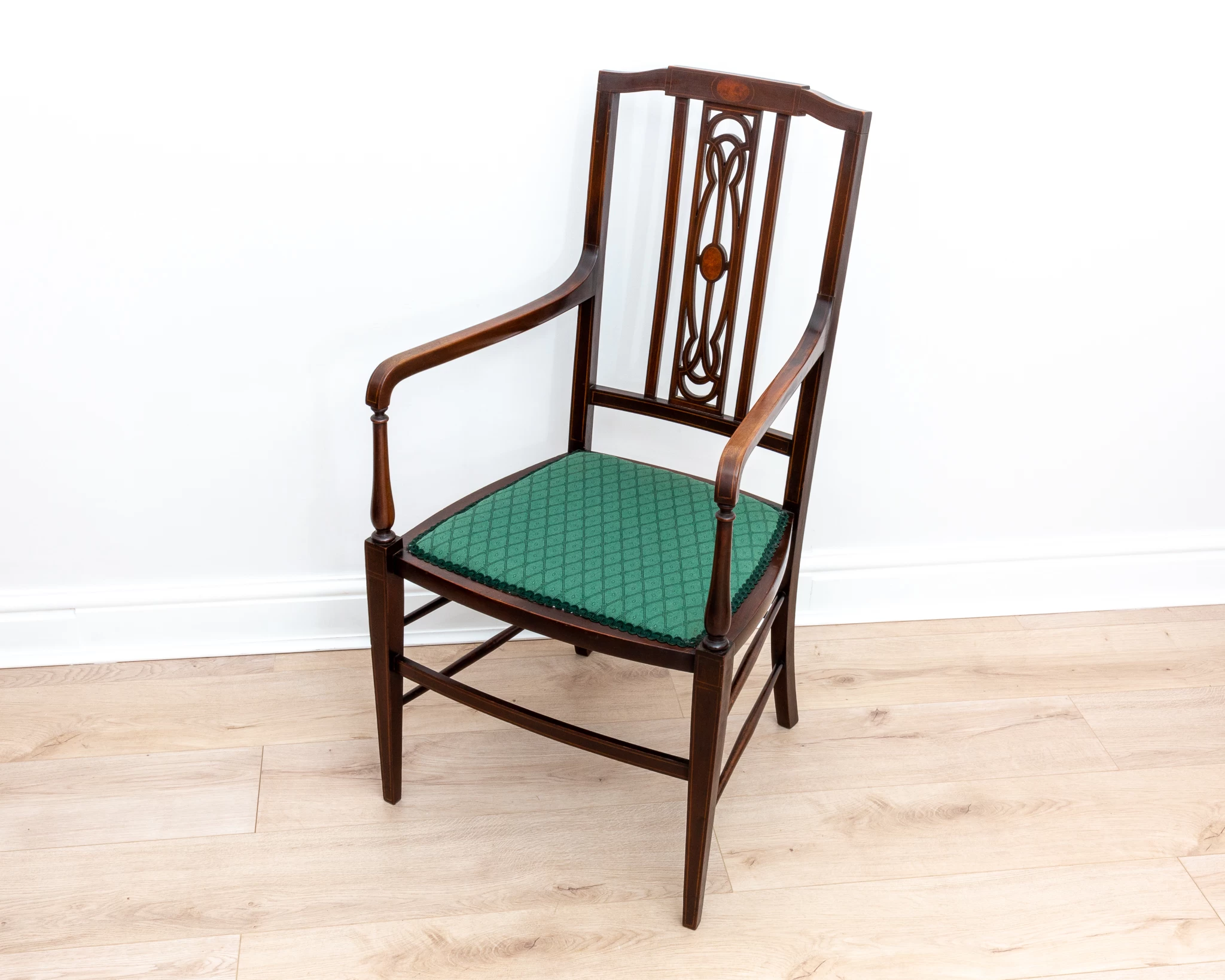 Unknown Art Nouveau Mahogany Inlaid Armchair 1900s Country House Carver Occasional Bedroom Chair 7 Unknown Art Nouveau Mahogany Inlaid Armchair 1900s Country House Carver Occasional Bedroom Chair - Image 5