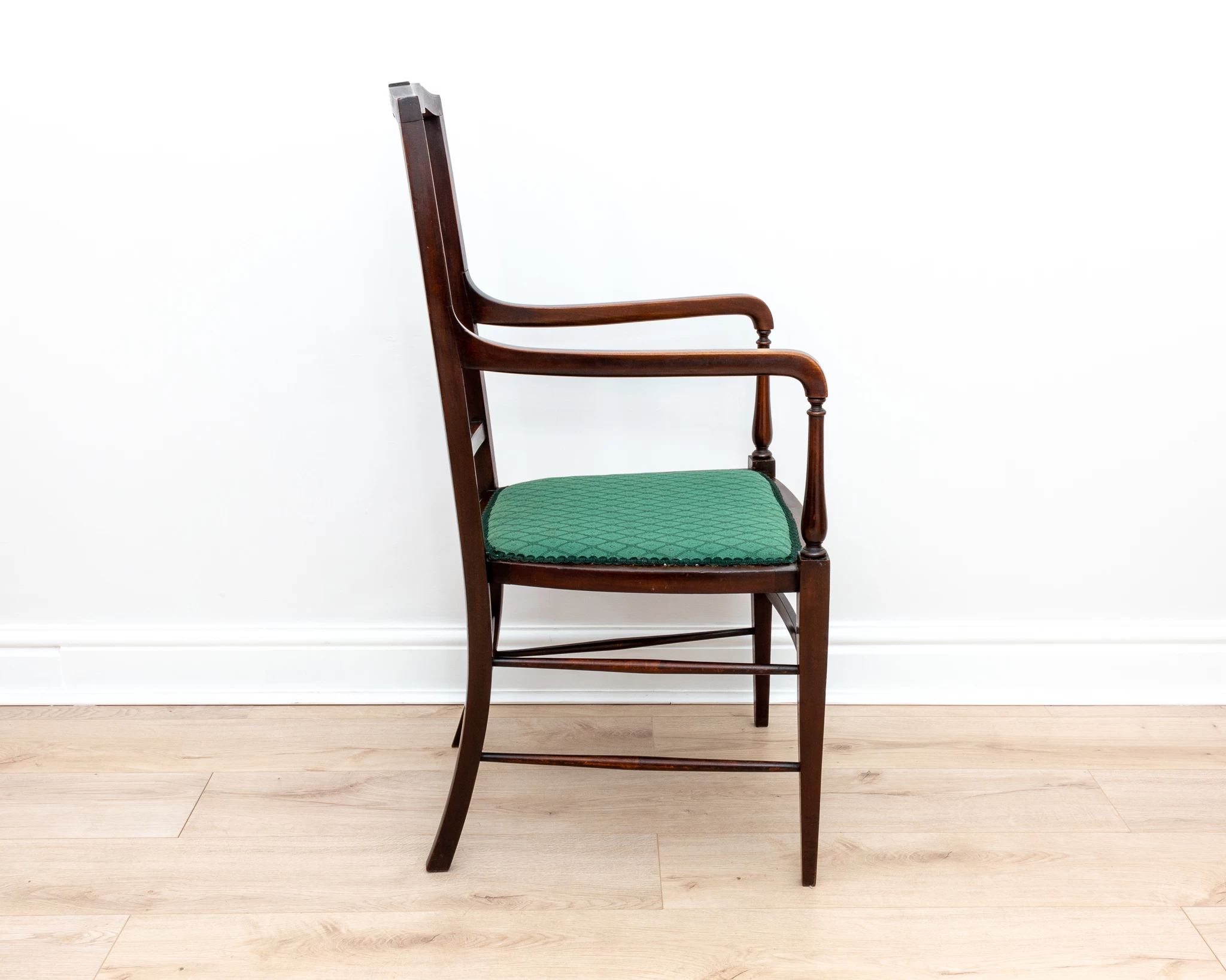 Unknown Art Nouveau Mahogany Inlaid Armchair 1900s Country House Carver Occasional Bedroom Chair 8 Unknown Art Nouveau Mahogany Inlaid Armchair 1900s Country House Carver Occasional Bedroom Chair - Image 6