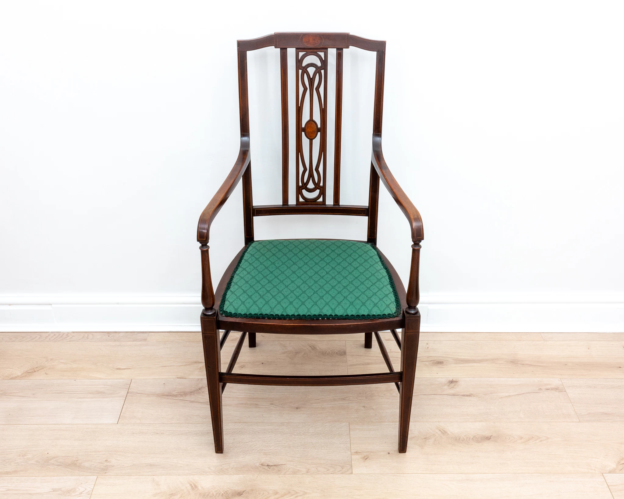 Unknown Art Nouveau Mahogany Inlaid Armchair 1900s Country House Carver Occasional Bedroom Chair 11 Unknown Art Nouveau Mahogany Inlaid Armchair 1900s Country House Carver Occasional Bedroom Chair - Image 9