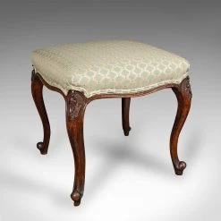 Unknown Antique Dressing Stool, English, Walnut, Footstool, Bedroom Rest, Victorian