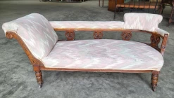Unknown Antique Edwardian Duet Chaise Longue Turned Legs Castors Bedroom