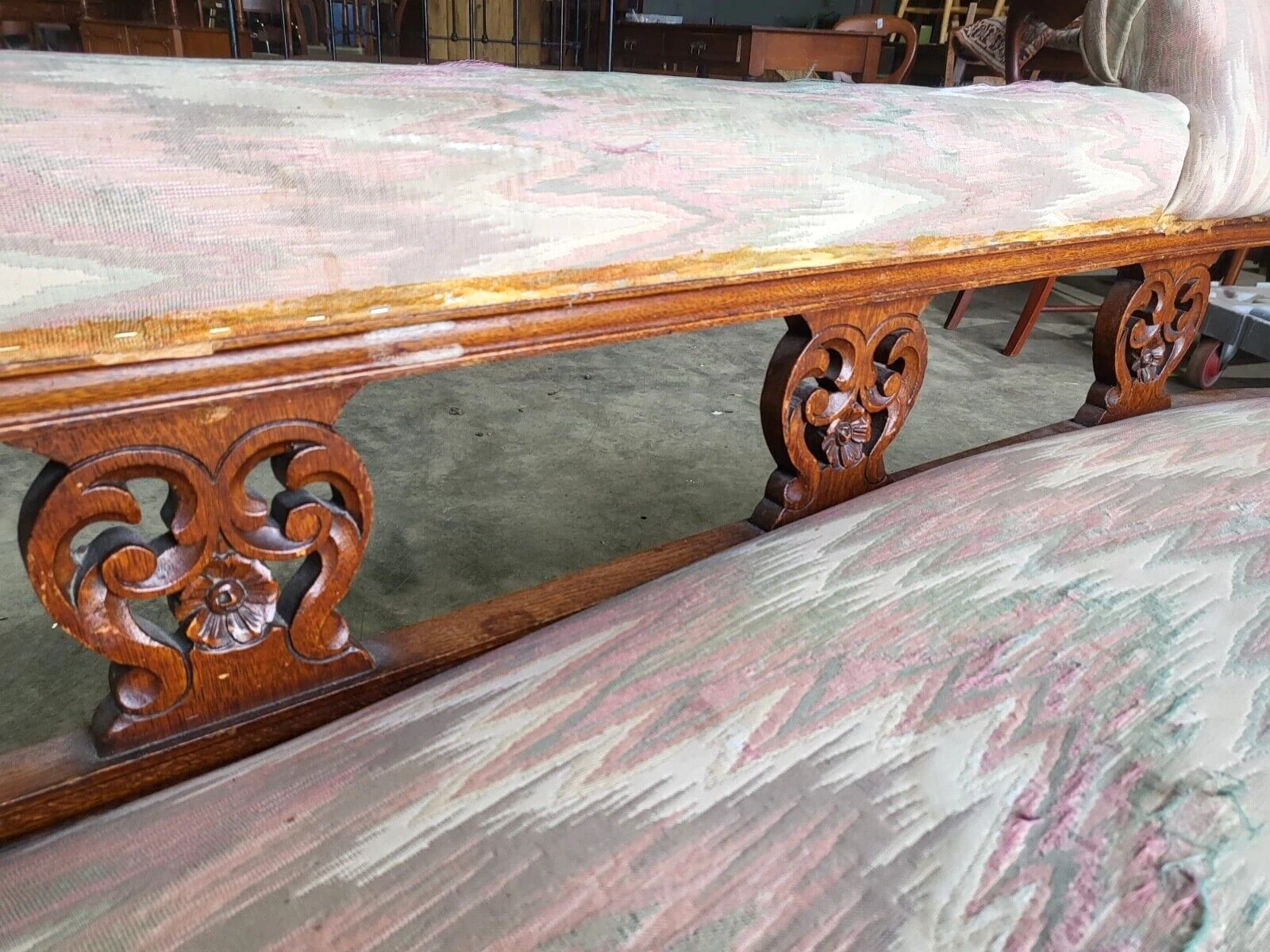 Unknown Antique Edwardian Duet Chaise Longue Turned Legs Castors Bedroom 9 Unknown Antique Edwardian Duet Chaise Longue Turned Legs Castors Bedroom - Image 7