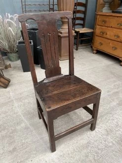 Unknown Antique Georgian Country Provincial Oak Hall Bedroom Chair, C 1720