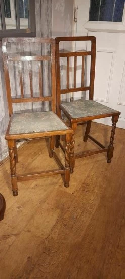 Antique Pair Of Barley Twist Bedroom Chairs