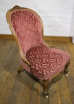 Antique Victorian Carved Walnut Nursing Chair Armchair Bedroom Chair -Bedroom Furniture Shop antique victorian carved walnut nursing chair armchair bedroom chair sku78890177 0 2