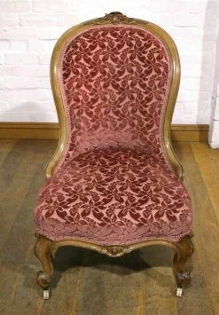 Antique Victorian Carved Walnut Nursing Chair Armchair Bedroom Chair