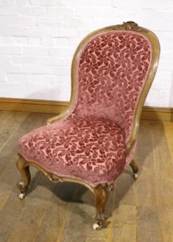 Antique Victorian Carved Walnut Nursing Chair Armchair Bedroom Chair -Bedroom Furniture Shop antique victorian carved walnut nursing chair armchair bedroom chair sku78890177 0 8