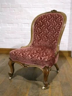 Antique Victorian Carved Walnut Nursing Chair Armchair Bedroom Chair -Bedroom Furniture Shop antique victorian carved walnut nursing chair armchair bedroom chair sku78890177 0 9