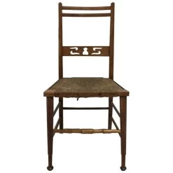 Arts & Crafts Side Or Bedroom Chair With Stylized Tulip Cut Outs To The Back