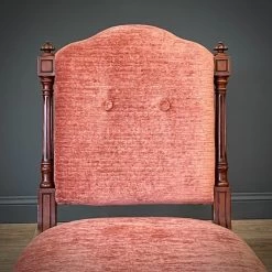 Attractive Antique Victorian Carved Walnut Upholstered Bedroom Chair -Bedroom Furniture Shop attractive antique victorian carved walnut upholstered bedroom chair 0 2