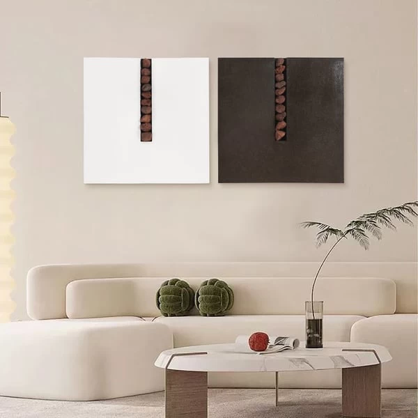 2 Pieces Modern 23.6" Square Abstract Stone Wall Decor Art Set Living Room Bedroom 4 2 Pieces Modern 23.6" Square Abstract Stone Wall Decor Art Set Living Room Bedroom - Image 2
