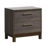 Contemporary 1pc Nightstand Two Tone Gray Bedroom Furniture Nightstand Center Metal Glides Brass Bar Pulls Gray