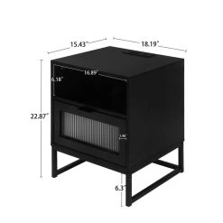 Nightstand With LED Lights / Drawer, Black Bedside Table For Bedroom Black -Bedroom Furniture Shop b183703cdde541e99a561b113731896a
