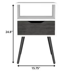 Homezia Modern Smokey Oak And White Bedroom Nightstand 9 Homezia Modern Smokey Oak And White Bedroom Nightstand -Bedroom Furniture Shop b24e63214f58471cb4f7143a542d5d55