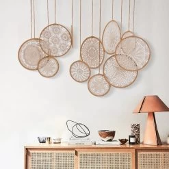12 Pieces Boho Round Crochet Wall Hanging Decor Art Set For Living Room Bedroom