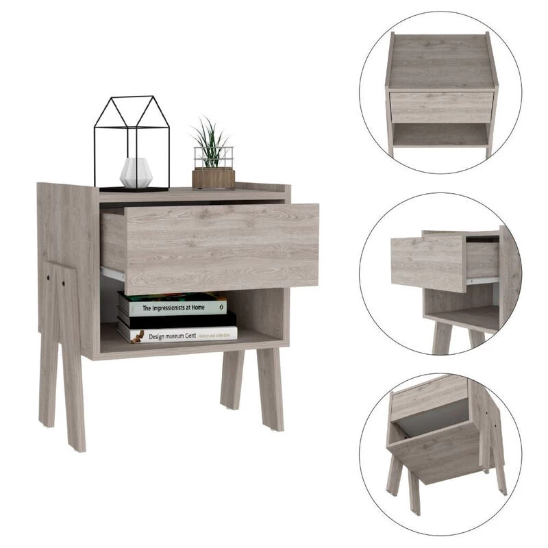 Homezia Sleek And Trendy Light Grey Bedroom Nightstand 5 Homezia Sleek And Trendy Light Grey Bedroom Nightstand - Image 3