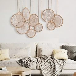 12 Pieces Boho Round Crochet Wall Hanging Decor Art Set For Living Room Bedroom -Bedroom Furniture Shop b5429cfa3c3f63faa828764e8bc45369