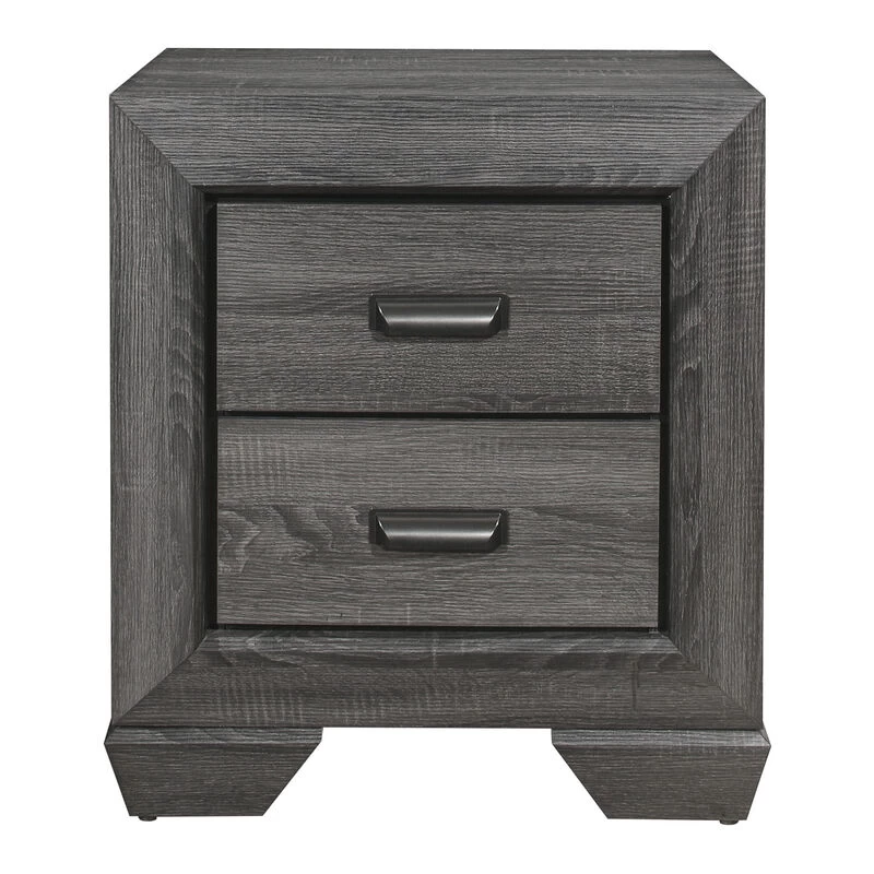 Gray Finish 1pc Nightstand Of 2x Drawers Wooden Bedroom Furniture Contemporary Design Rustic Aesthetic 5 Gray Finish 1pc Nightstand Of 2x Drawers Wooden Bedroom Furniture Contemporary Design Rustic Aesthetic - Image 3