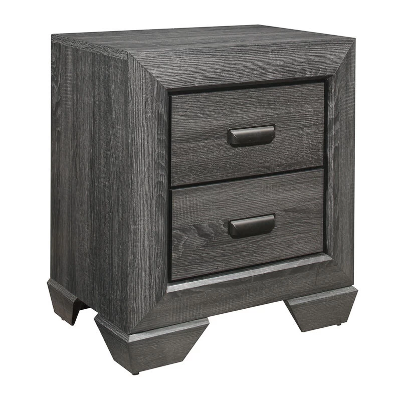 Gray Finish 1pc Nightstand Of 2x Drawers Wooden Bedroom Furniture Contemporary Design Rustic Aesthetic 7 Gray Finish 1pc Nightstand Of 2x Drawers Wooden Bedroom Furniture Contemporary Design Rustic Aesthetic - Image 5