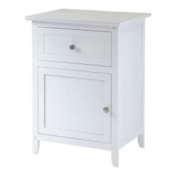 QuikFurn White 1-Drawer Bedroom Bedside Table Cabinet Nightstand End Table White